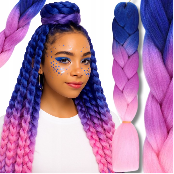 ZESTAW 6 SZTUK WŁOSY SYNTETYCZNE DO WARKOCZYKÓW KOLOROWE OMBRE