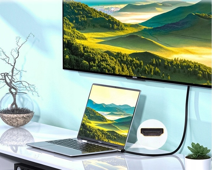 KABEL HDMI 2.1 8K 60HZ 4K 120HZ PRZEWÓD 2M PRZYŁĄCZE SOLIDNY ELASTYCZNY