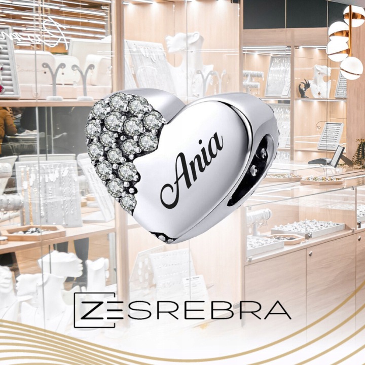 CHARMS srebrne SERCE GRAWER srebro koralik zawieszka charms 925 SERDUSZKO