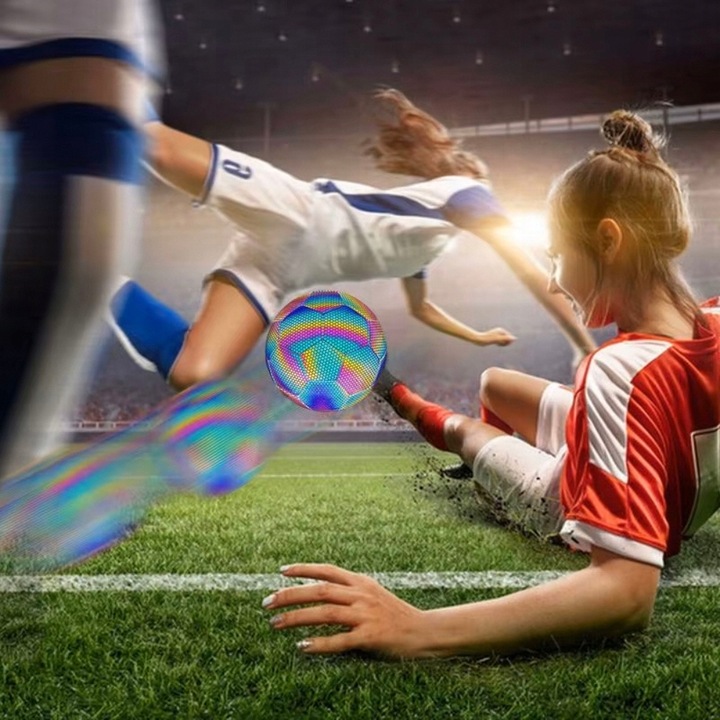 PIŁKA NOŻNA ODBLASKOWA ŚWIECĄCA LUMI DO NOGI ROZM 5 HOLOGRAFICZNA FOOTBALL