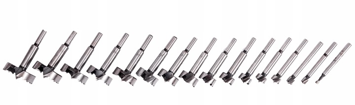 SĘKOWNIKI FREZY WIERTŁA DO DREWNA 6-54 mm 16 el