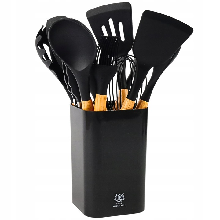PRZYBORY KUCHENNE SILIKONOWE 12el czarne ZESTAW PRZYBORÓW KUCHENNYCH