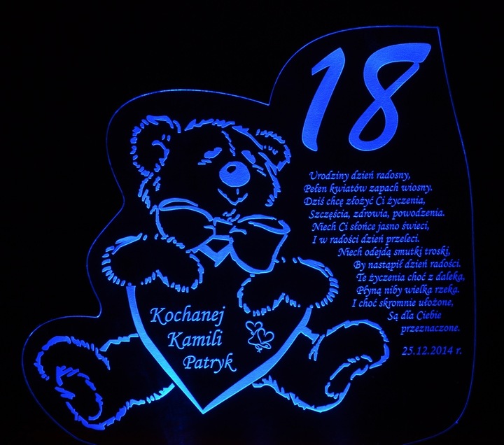 18 50 60 70 80 90 URODZINY STATUETKA PREZENT LED