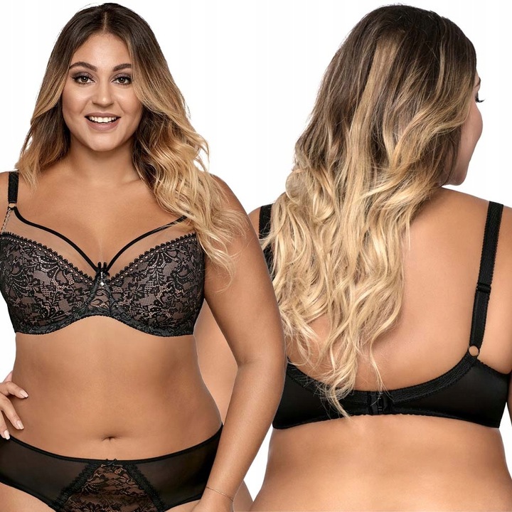 Ava 1396 Stanik BIUSTONOSZ Miękki soft wygodny Koronkowy 95F czarny