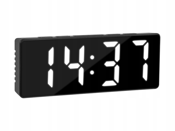 BUDZIK ELEKTRONICZNY ZEGAR LED CYFROWY STOJĄCY TERMOMETR ALARM DATA