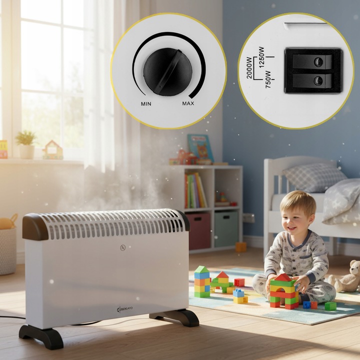 GRZEJNIK ELEKTRYCZNY ENERGOOSZCZĘDNY BIAŁY KONWEKTOROWY 2000W