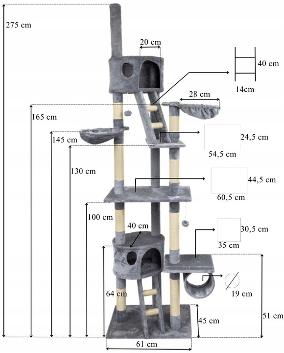 DRAPAK SUFITOWY DLA KOTA WYSOKI DUŻY REGULOWANY