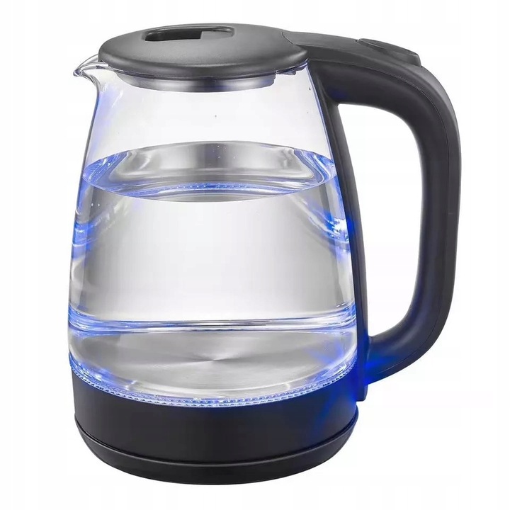 CZAJNIK ELEKTRYCZNY BEZPRZEWODOWY 2,0l 2200W SZKLANY LED CZARNY