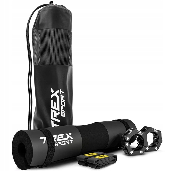 Zestaw 3w1 pianka osłona ochraniacz na sztangę gryf pasy zaciski Trex