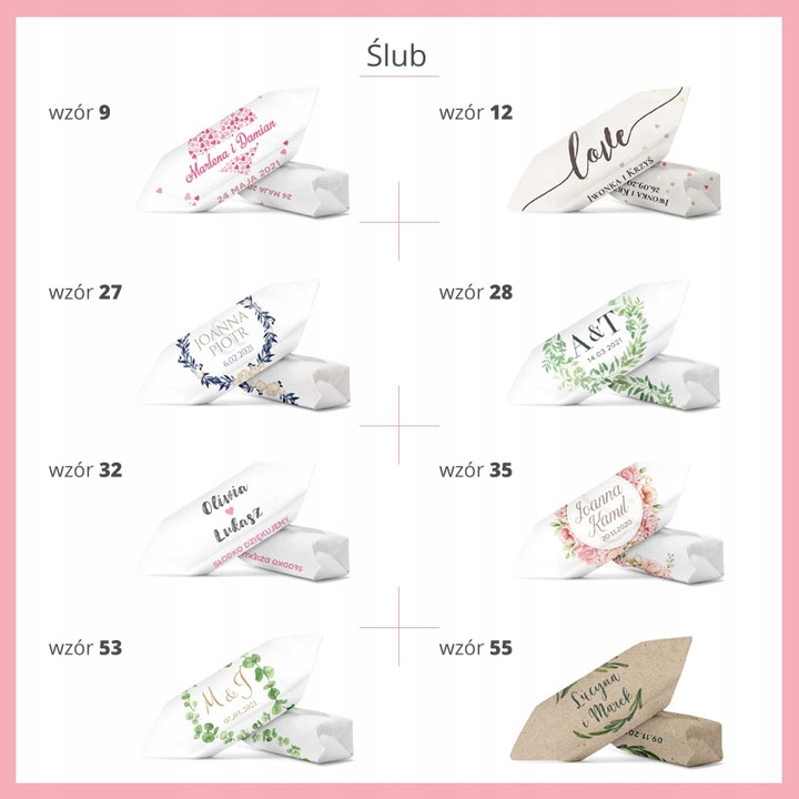 KRÓWKI NA ŚLUB CHRZEST KOMUNIĘ 1 KG Personalizowane krówki prezentowe