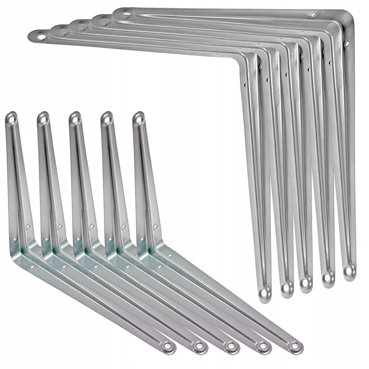 KĄTOWNIK WSPORNIK pod PÓŁKĘ PÓŁKI 250x200 mm SREBRNY SZARY zestaw, 10