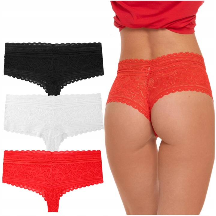 3x Figi Damskie Koronkowe Wygodne Bikini Majtki Wysoki Stan Szorty MORAJ XL