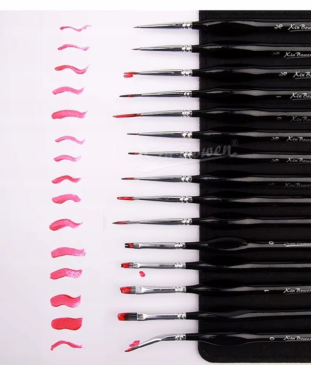 PĘDZLE ARTYSTYCZNE MALARSKIE ZESTAW 15 SZTUK W OZDOBNYM ETUI