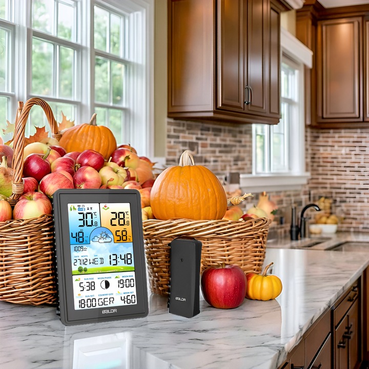 STACJA POGODOWA BALDR BEZPRZEWODOWA BAROMETR TERMOMETR LCD KOLOR