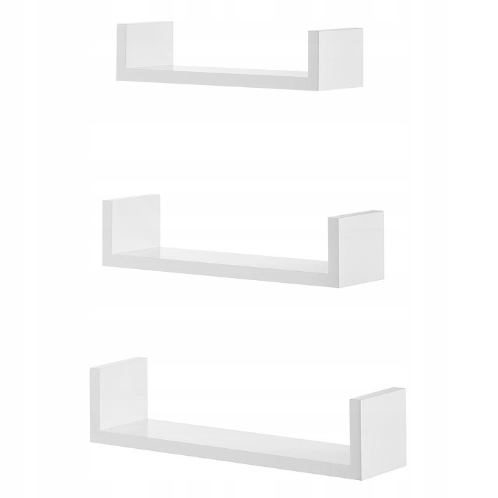 Półka Wisząca Ścienna Zestaw 3 Półek na Książki do Salonu Biała