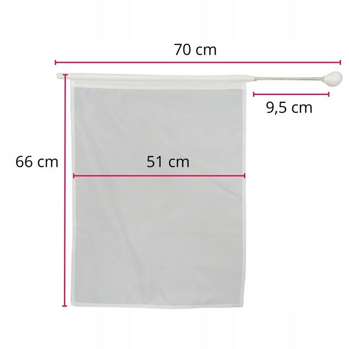 Flaga mażoretkowa BELTI FMT3 Z3 biała 70 cm (51 x 66)