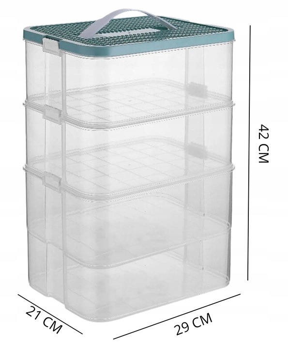 PUDEŁKO NA KLOCKI POJEMNIK NA LEGO PLASTIKOWE Z PRZEGRÓDKAMI 4 POZIOM