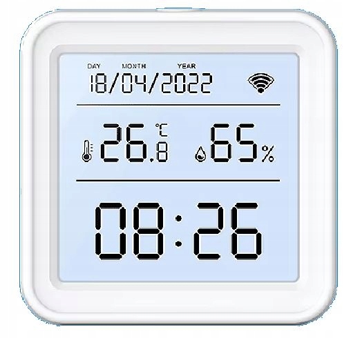 Termometr Czujnik Temperatury Wilgotności i Zegar TUYA SMART LIFE WIFI LCD