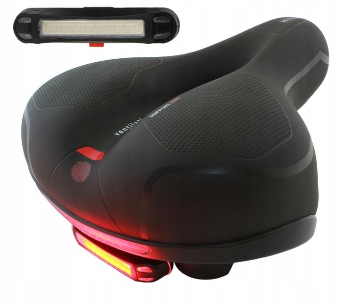 SIODEŁKO ROWEROWE ŻELOWE SZEROKIE MIĘKKIE WYGODNE Z LAMPKĄ ROWEROWĄ ROWER