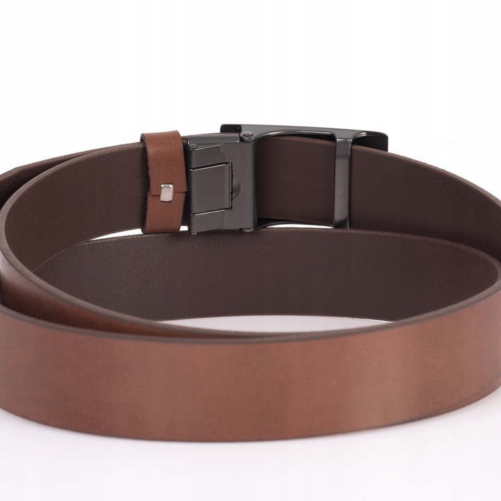 Pasek SKÓRZANY Męski SEPHER Automat BRĄZOWY spodni