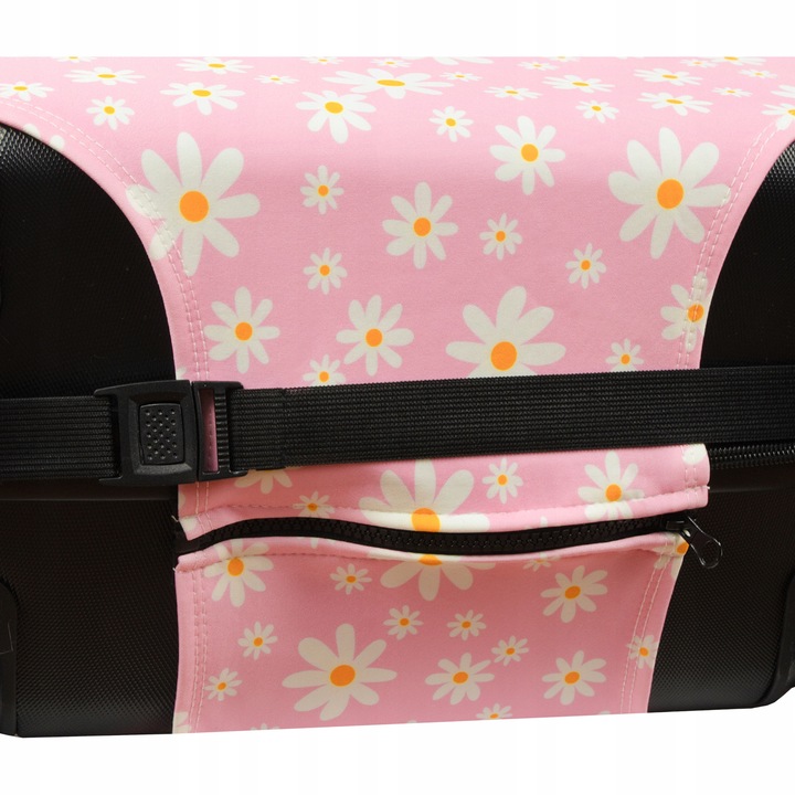 Elastyczny Pokrowiec różowy na walizkę Sillar z motywem kwiatu rozmiar M