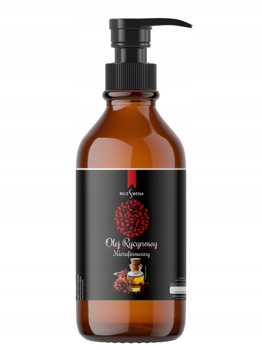 Olej rycynowy NIERAFINOWANY tłoczony na zimno 1L INDIE + POMPKA