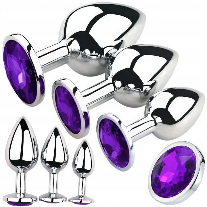 Zestaw 3 Korków Analnych Stalowych S M L Eleganckie Plug Z Kryształkami