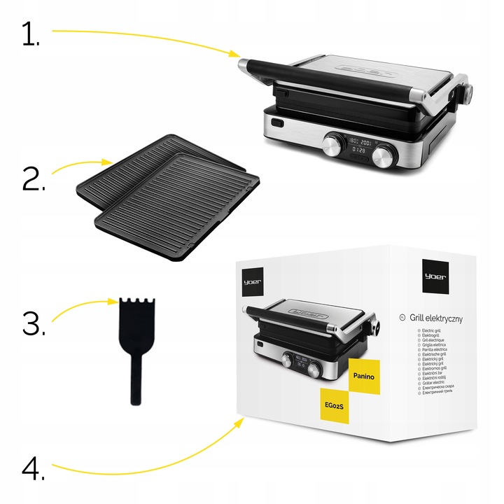 Grill elektryczny Opiekacz do panini Yoer 2000W + Programator czasu i