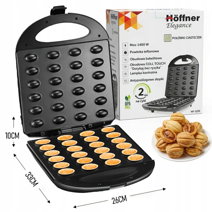 OPIEKACZ DO ORZESZKÓW CIASTEK FORMA 24 szt ELEKTRYCZNY MOC 1400W XXL