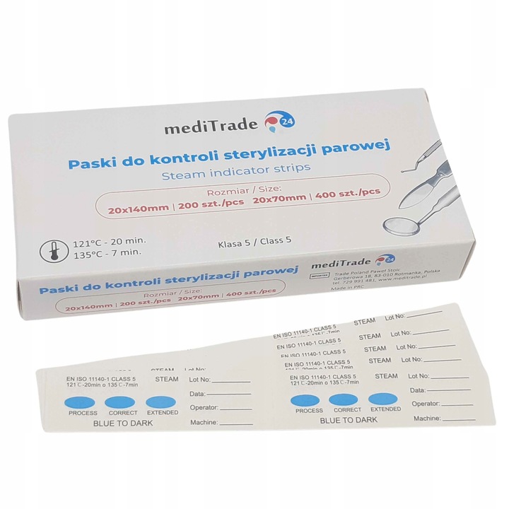 2x200 TESTY DO STERYLIZACJI PAROWEJ KLASA 5 V PASKI DO AUTOKLAWU 400 szt.