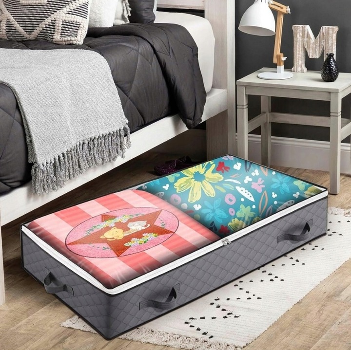 DUŻY ORGANIZER POJEMNIK POKROWIEC POD ŁÓŻKO Na POŚCIEL KOŁDRĘ ZABAWKI