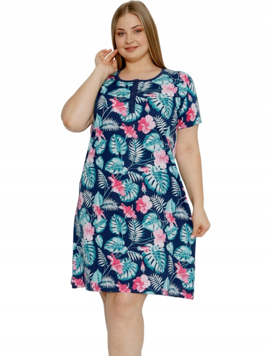 KOSZULA NOCNA 4 guziki LINIA PLUS SIZE nadwymiar DUŻA ROZMIARÓWKA duże XL