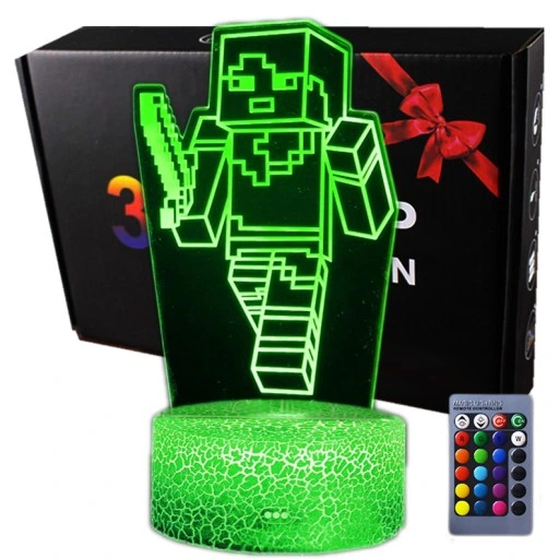 Lampka 3D nocna led usb + pilot Minecraft Gra
