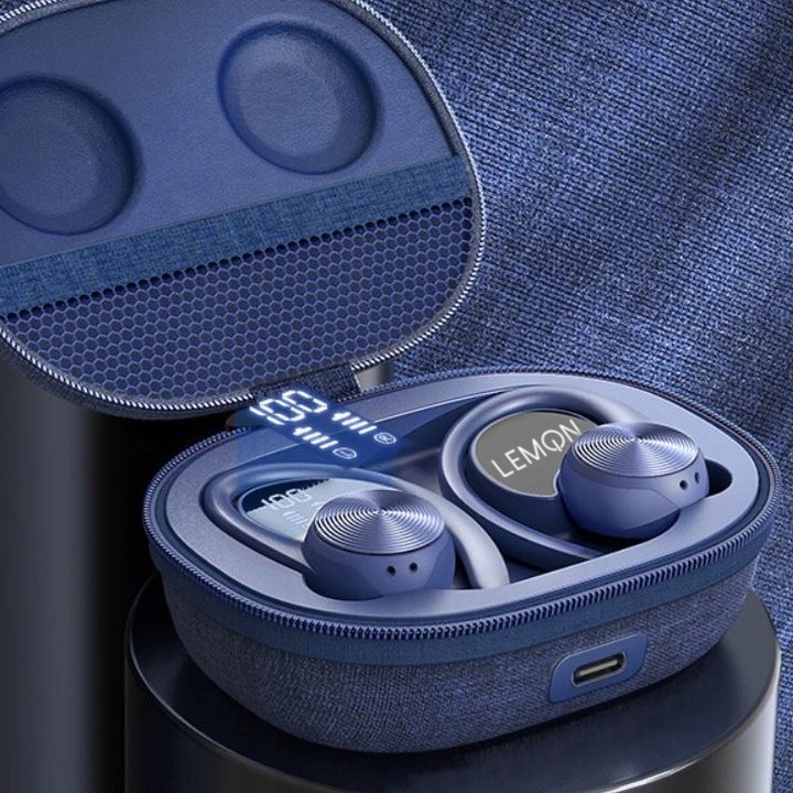 SPORTOWE SŁUCHAWKI BEZPRZEWODOWE BLUETOOTH DOUSZNE POWERBANK TWS LEMON