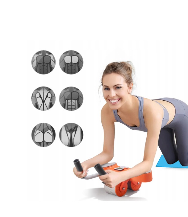 Kółko Roller Z Automatycznym Odbiciem Do ćwiczen Mięśni Brzucha z matą