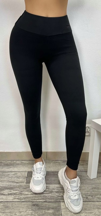 Klasyczne , Wygodne Getry Legginsy z wysokim stanem i szeroką gumką S/M