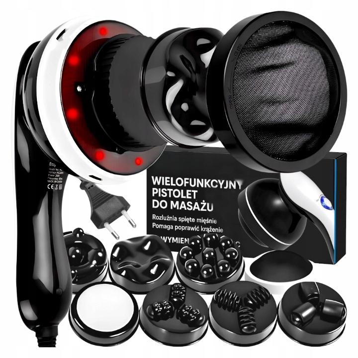 MASAŻER DO CIAŁA WYSZCZUPLAJĄCY ANTYCELLULITOWY PODGRZEWANY 8x KOŃCÓWEK 9w1