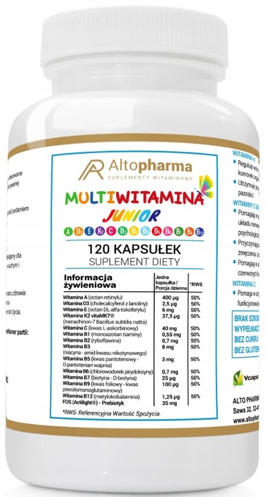 Altopharma Multiwitamina Junior witaminy dla dzieci 120 kapsułek
