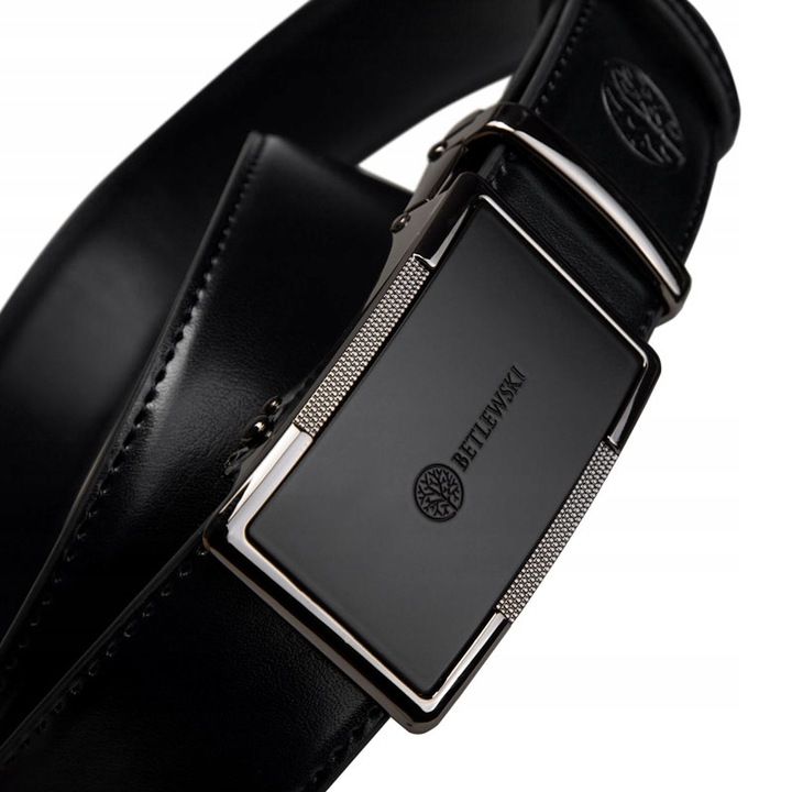 BETLEWSKI pasek skórzany męski do spodni skóra naturalna automatyczny pas