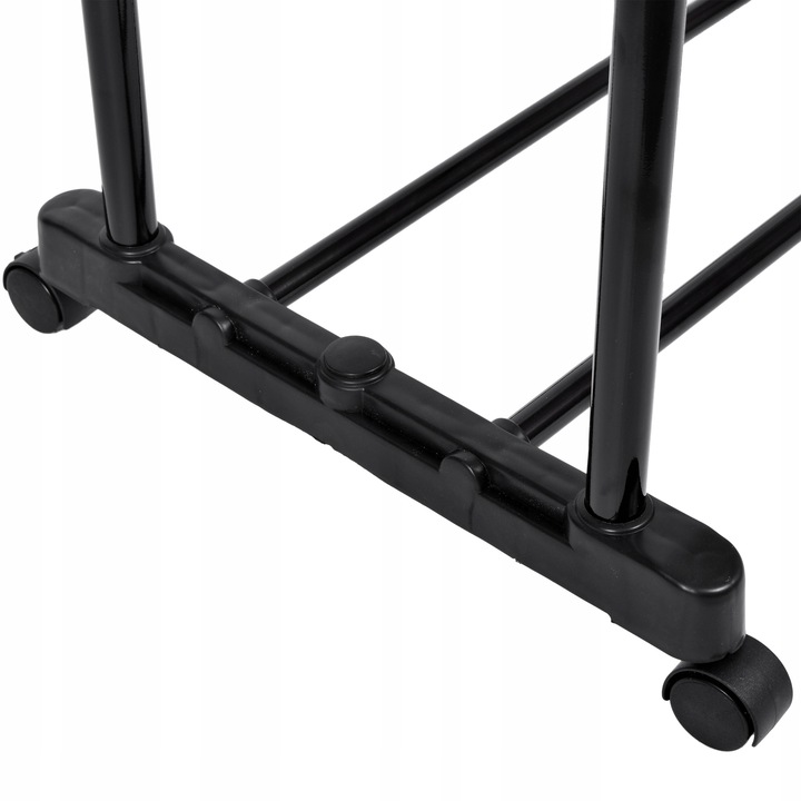 WIESZAK STOJĄCY NA KÓŁKACH PODWÓJNY REGULOWANY WYSUWANY UBRANIA STOJAK