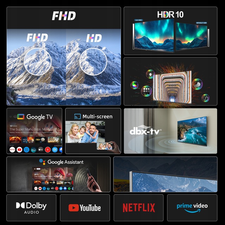 Telewizor CHiQ 32 cale LF32FT Smart TV Full HD HDR10 Google TV Dolby