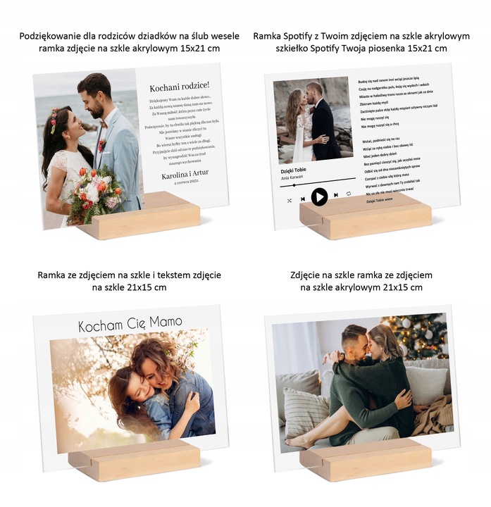 Podziękowanie prezent dla rodziców na ślub Wasze zdjęcie na szkle w 1 dzień