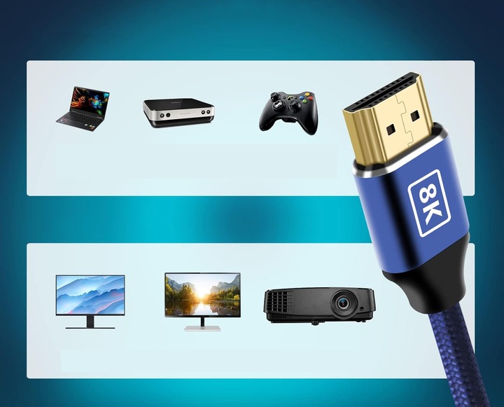 Kabel Przewód HDMI - HDMI 2.1 8K 60HZ 4K 120HZ 48Gbps 7680 x 4320 pix