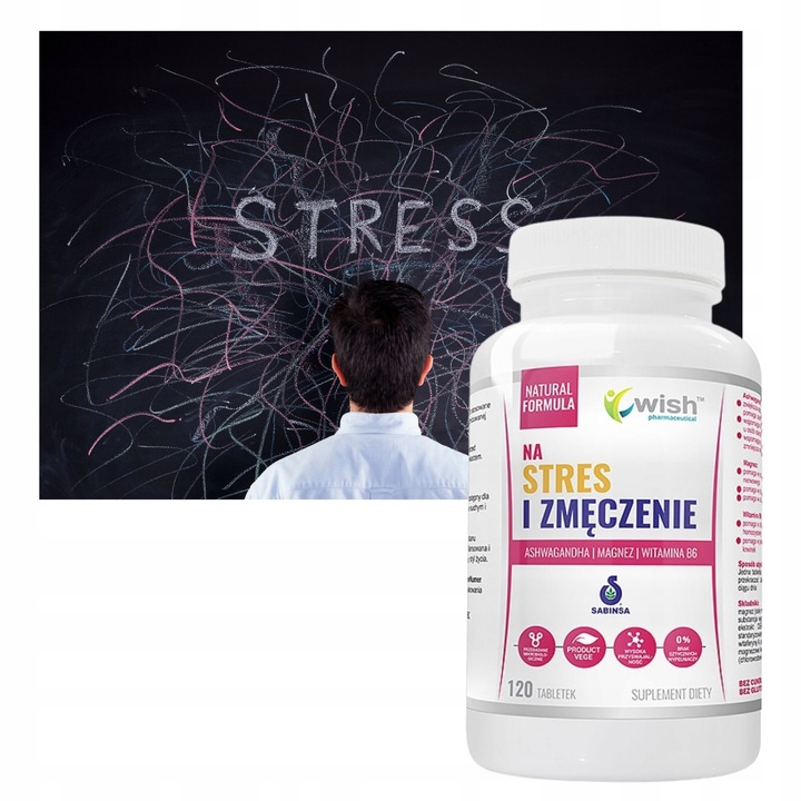 STRES ZMĘCZENIE Ashwagandha + Magnez + Wit B6 120t