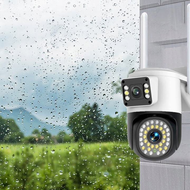 PODWÓJNA KAMERA WIFI IP SMART ZEWNĘTRZNA OBROTOWA QHD 2x 4MP ZOOM APLIKACJA