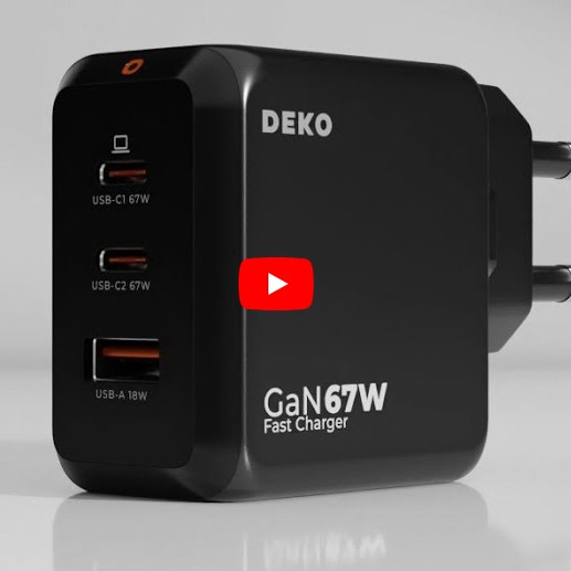 ŁADOWARKA USB C 3x USB 67W 65W TYP C UNIWERSALNA CZARNA + KABEL USB C 100W