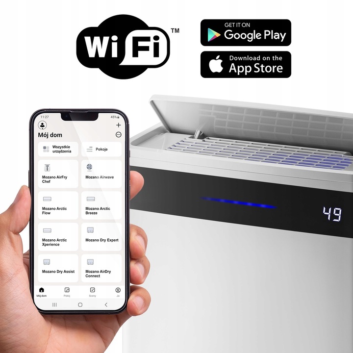 OSUSZACZ POWIETRZA 20L/24H POCHŁANIACZ WILGOCI OCZYSZCZACZ XL + WIFI