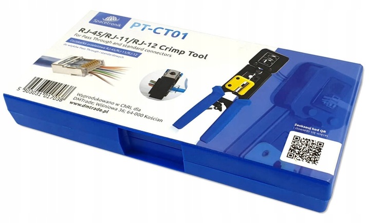 Zaciskarka RJ45 Przelotowa Złącz Wtyków RJ-45 Zaciskacz Złączek RJ 45 11 12