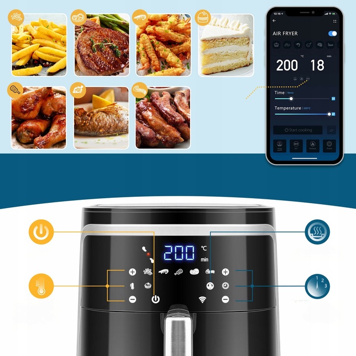 Frytkownica Air Fryer Aigostar Smart WIFI 1900 W