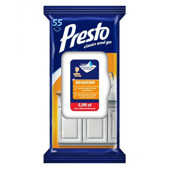 PRESTO ZESTAW MIX 4x Ściereczki chusteczki nawilżane mokre do domu 2w1